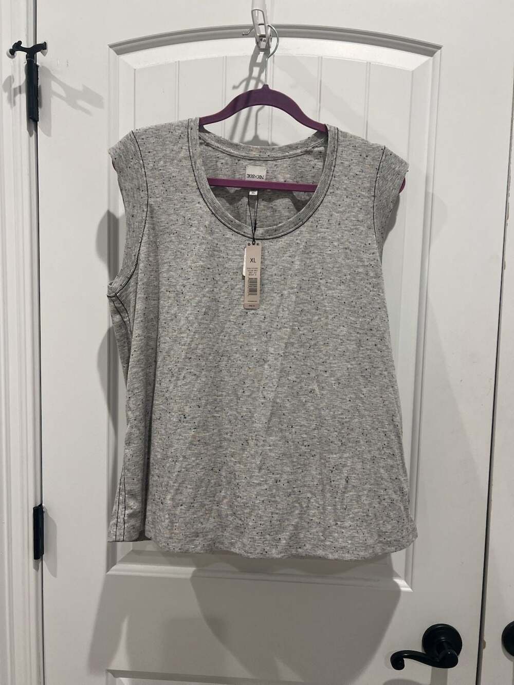 NIC+ZOE Women's Grey Speckled Ribbed Muscle Tank Top